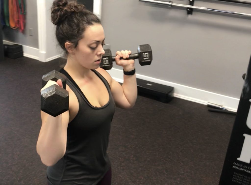 dumbbell overhead press, overhead press form, overhead press, overhead press shoulder pain